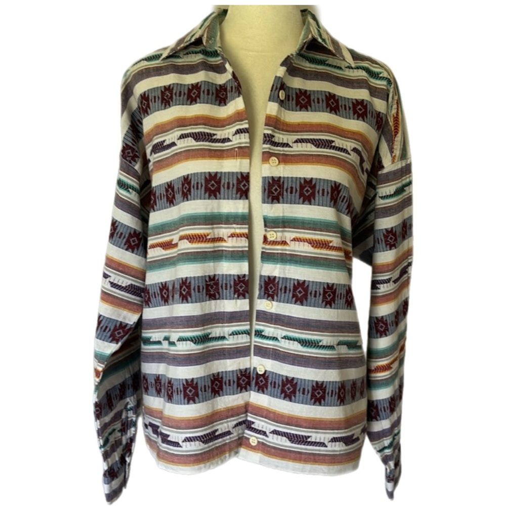 Vintage Chic Western Aztec Cowgirl Button Front Shirt